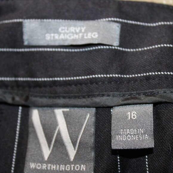 NWT Worthington Curvy Straight Leg Pinstripe Pants - Size 16 - Picture 6 of 6